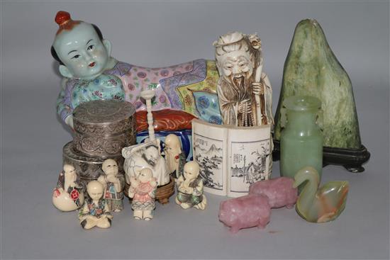 A quantity of Oriental ceramics, ivory etc